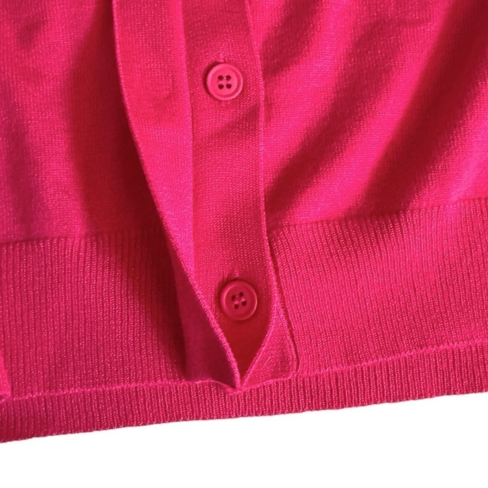 Galeries Lafayette Pink Cardigan Sweater M Covered Button Parisian Style NWT - Picture 5 of 9